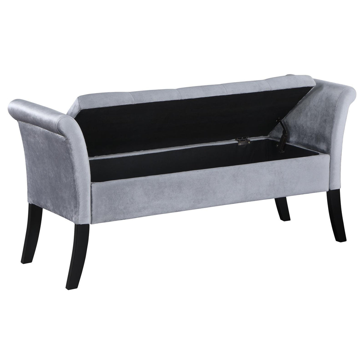 Farrah Upholstered Rolled Arms Storage Bench Silver And Black 910239 - Ella Furniture