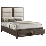 Farre Eastern King Upholstered Storage Platform Bed Dark Brown — product image 3
