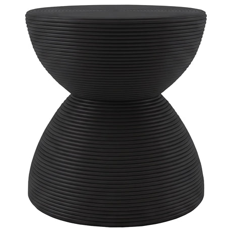 Macedo 3-Piece Transitional Round Rattan Coffee and End Table Set Black — product image 3
