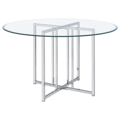 Pace 48-inch Round Glass Top Dining Table Chrome — product view