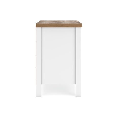 Kerisden White/Brown Nightstand — side view