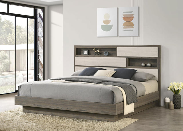 Fenwick Eastern King Bed Bookcase Headboard Grey Oak view 2