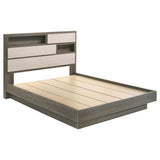 Fenwick Queen Bed Bookcase Headboard Grey Oak from Ella Furniture