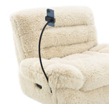 Ferland Beige Faux-Fur Reclining Sofa, Loveseat, and Recliner Set view 3