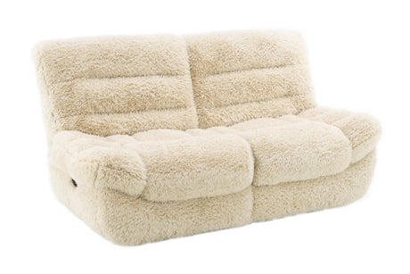 Ferland Beige Faux-Fur Reclining Sofa, Loveseat, and Recliner Set view 5