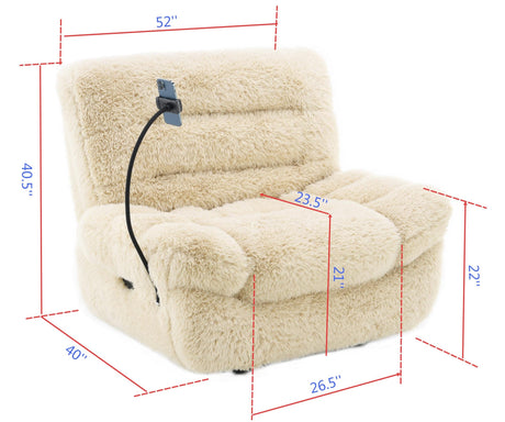 Ferland Beige Faux-Fur Reclining Sofa, Loveseat, and Recliner Set view 9