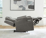 Mixed Motion Shadow Chenille / Faux Leather Power Recliner — product image 9