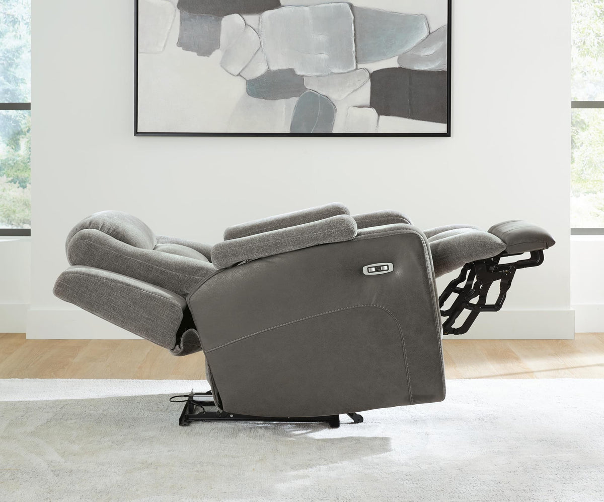 Mixed Motion Shadow Chenille / Faux Leather Power Recliner — product image 9