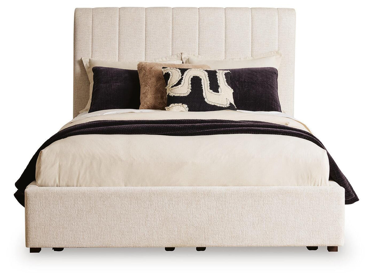 Brizmore Beige Queen Upholstered Storage Bed — front view