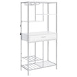 Figueroa 5-Shelf Wine Cabinet With Storage Drawer White High Gloss And Chrome 182034 - Ella Furniture