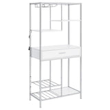 Figueroa 5-Shelf Wine Cabinet With Storage Drawer White High Gloss And Chrome 182034 - Ella Furniture