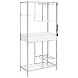 Figueroa 5-Shelf Wine Cabinet With Storage Drawer White High Gloss And Chrome 182034 - Ella Furniture