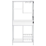 Figueroa 5-Shelf Wine Cabinet With Storage Drawer White High Gloss And Chrome 182034 - Ella Furniture