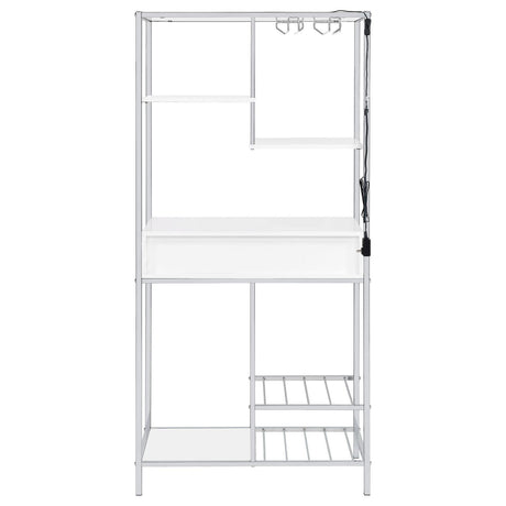 Figueroa 5-Shelf Wine Cabinet With Storage Drawer White High Gloss And Chrome 182034 - Ella Furniture