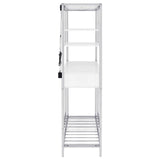 Figueroa 5-Shelf Wine Cabinet With Storage Drawer White High Gloss And Chrome 182034 - Ella Furniture