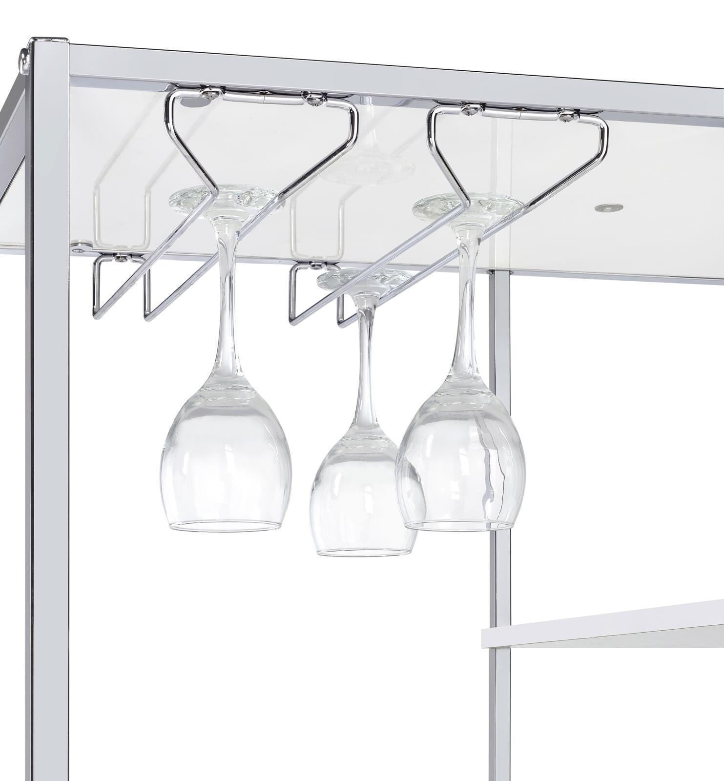 Figueroa 5-Shelf Wine Cabinet With Storage Drawer White High Gloss And Chrome 182034 - Ella Furniture