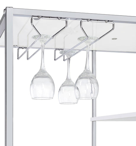 Figueroa 5-Shelf Wine Cabinet With Storage Drawer White High Gloss And Chrome 182034 - Ella Furniture