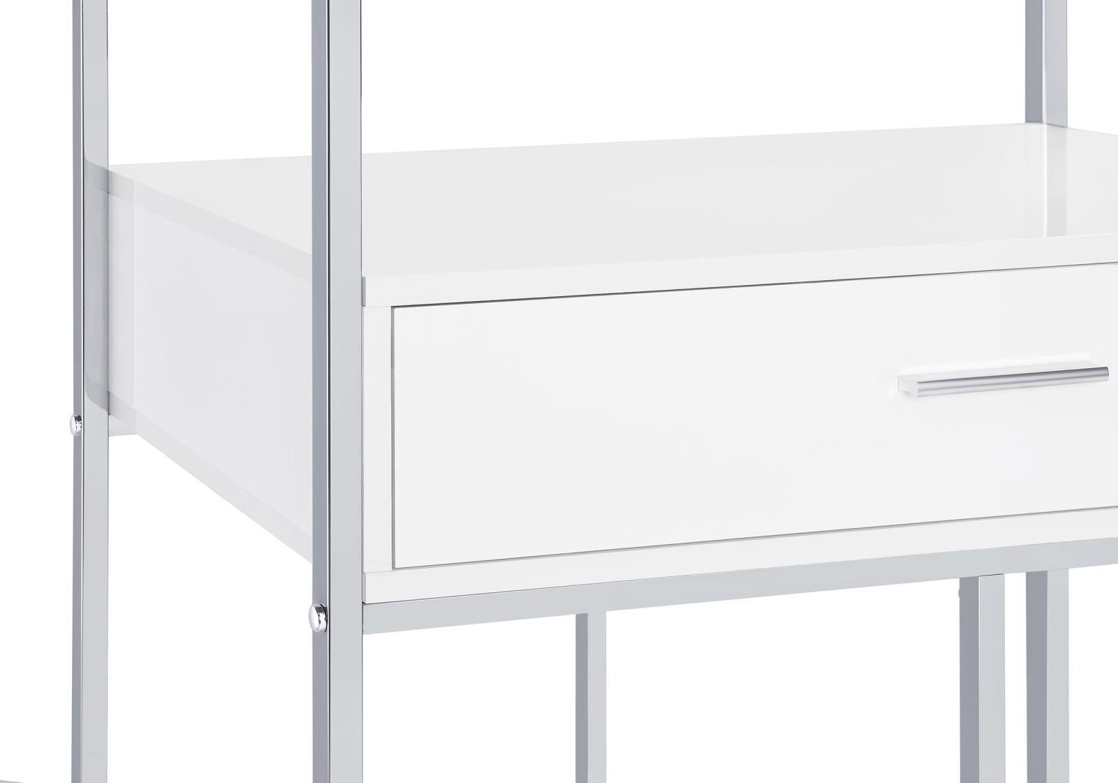 Figueroa 5-Shelf Wine Cabinet With Storage Drawer White High Gloss And Chrome 182034 - Ella Furniture