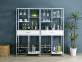 Figueroa 5-Shelf Wine Cabinet With Storage Drawer White High Gloss And Chrome 182034 - Ella Furniture