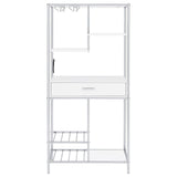 Figueroa 5-Shelf Wine Cabinet With Storage Drawer White High Gloss And Chrome 182034 - Ella Furniture