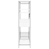 Figueroa 5-Shelf Wine Cabinet With Storage Drawer White High Gloss And Chrome 182034 - Ella Furniture
