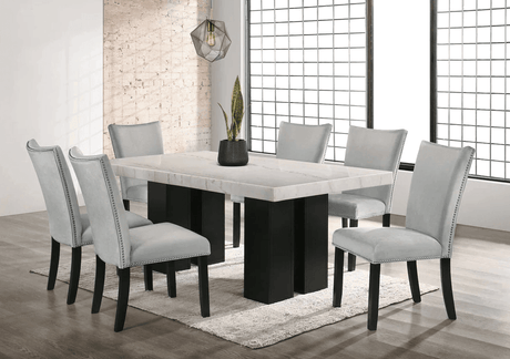 Finland Grey - (Genuine Marble) Table & 6-Chairs - Ella Furniture