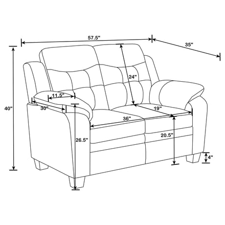 FINLEY Finley Casual Brown Three-Piece Living Room Set 506551-S3 - Ella Furniture