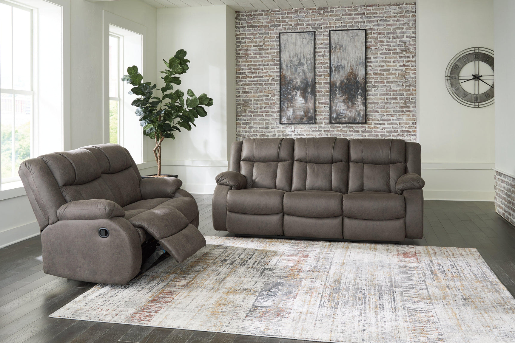 First Gunmetal Base Sofa And Loveseat - Ella Furniture
