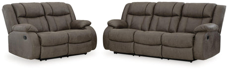 First Gunmetal Base Sofa And Loveseat - Ella Furniture
