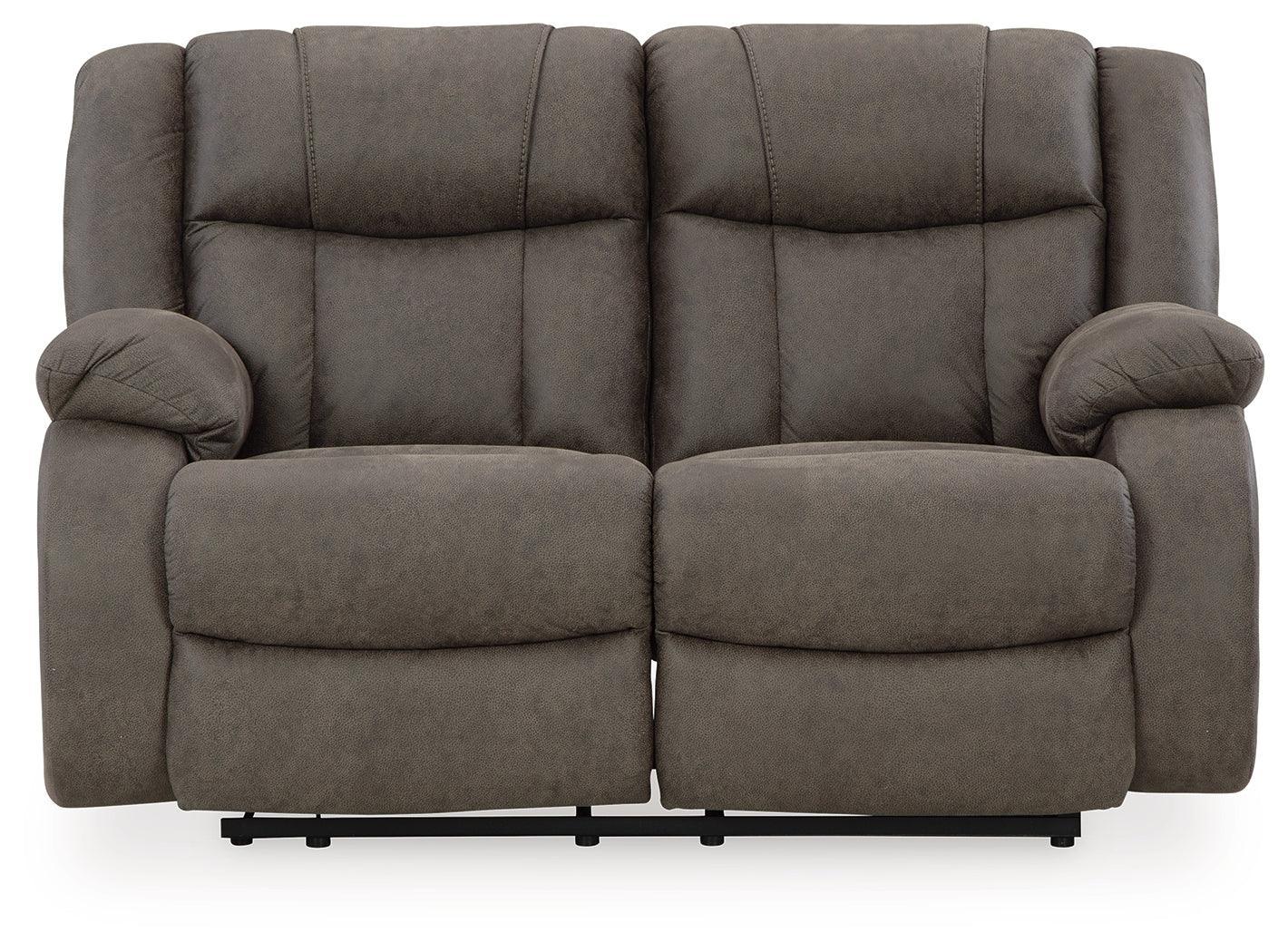 First Gunmetal Base Sofa, Loveseat And Recliner - Ella Furniture