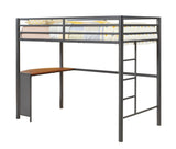 Fisher 2-Piece Metal Workstation Loft Bed Set Gunmetal - Ella Furniture