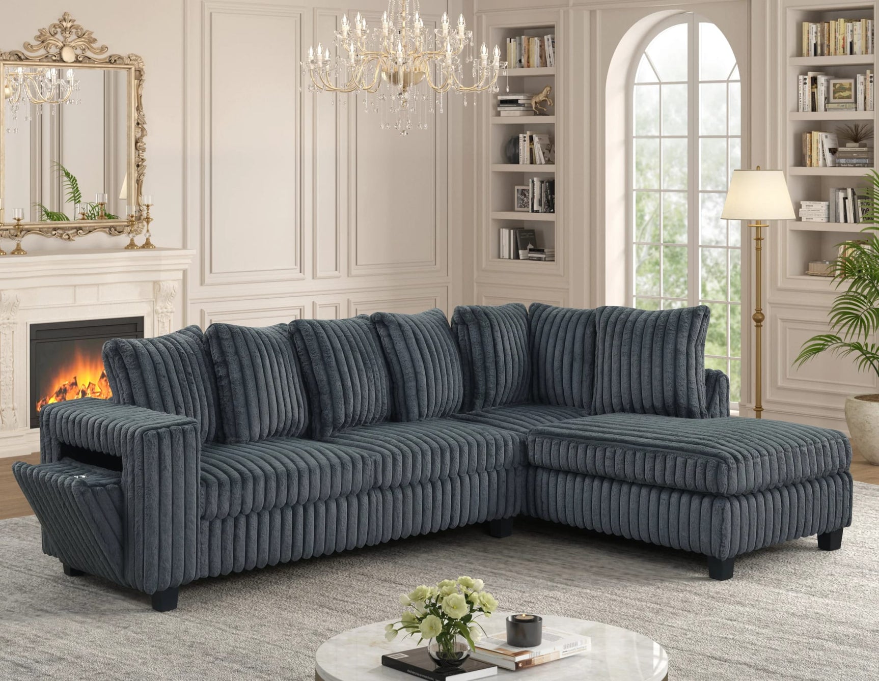 Fivi Charcoal Reversible Sectional from Ella Furniture