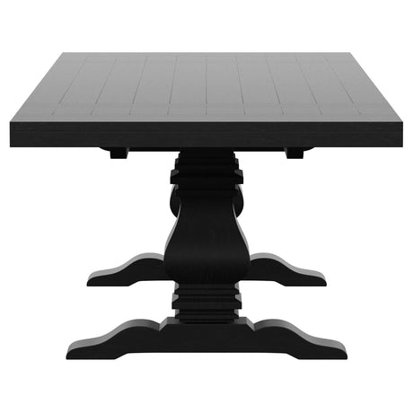FLORENCE Florence 126-inch Extension Dining Table Distressed Black 115531 - Ella Furniture