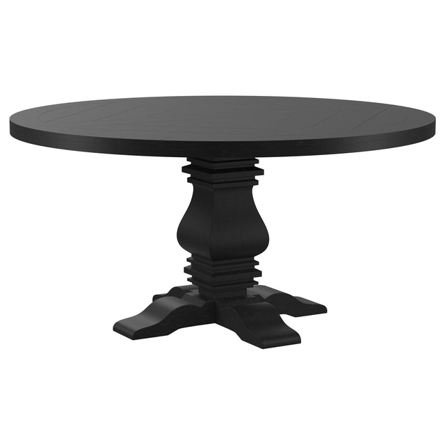 FLORENCE Florence Round 60-inch Pedestal Base Dining Table Black 115530 - Ella Furniture