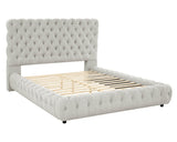 Flory Dove Gray Modern Solid Wood Velvet Upholstered Tufted King Bed - Ella Furniture