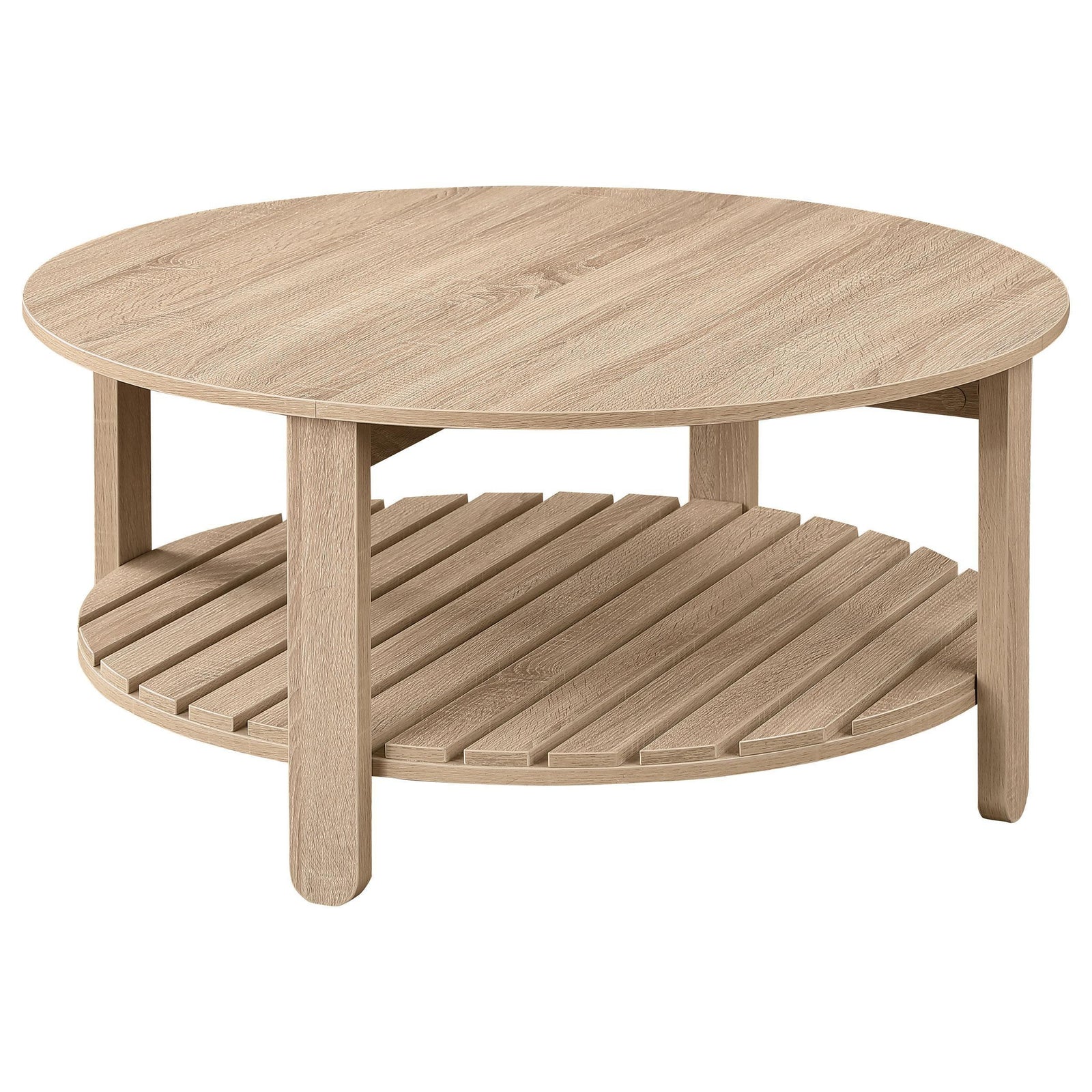 Fowler 1-shelf Round Engineered Wood Coffee Table Natural 710288 - Ella Furniture