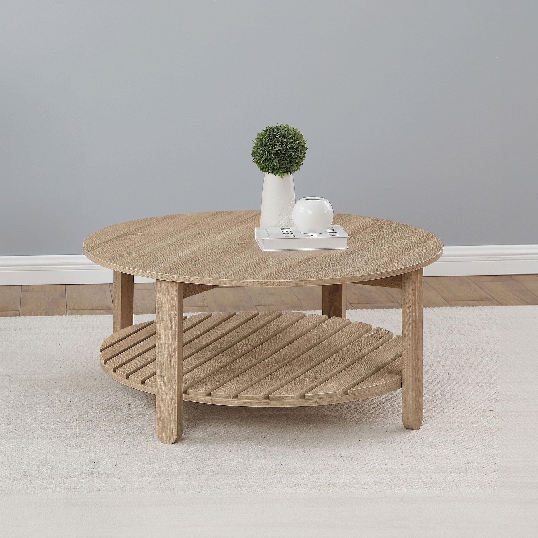 Fowler 1-shelf Round Engineered Wood Coffee Table Natural 710288 - Ella Furniture