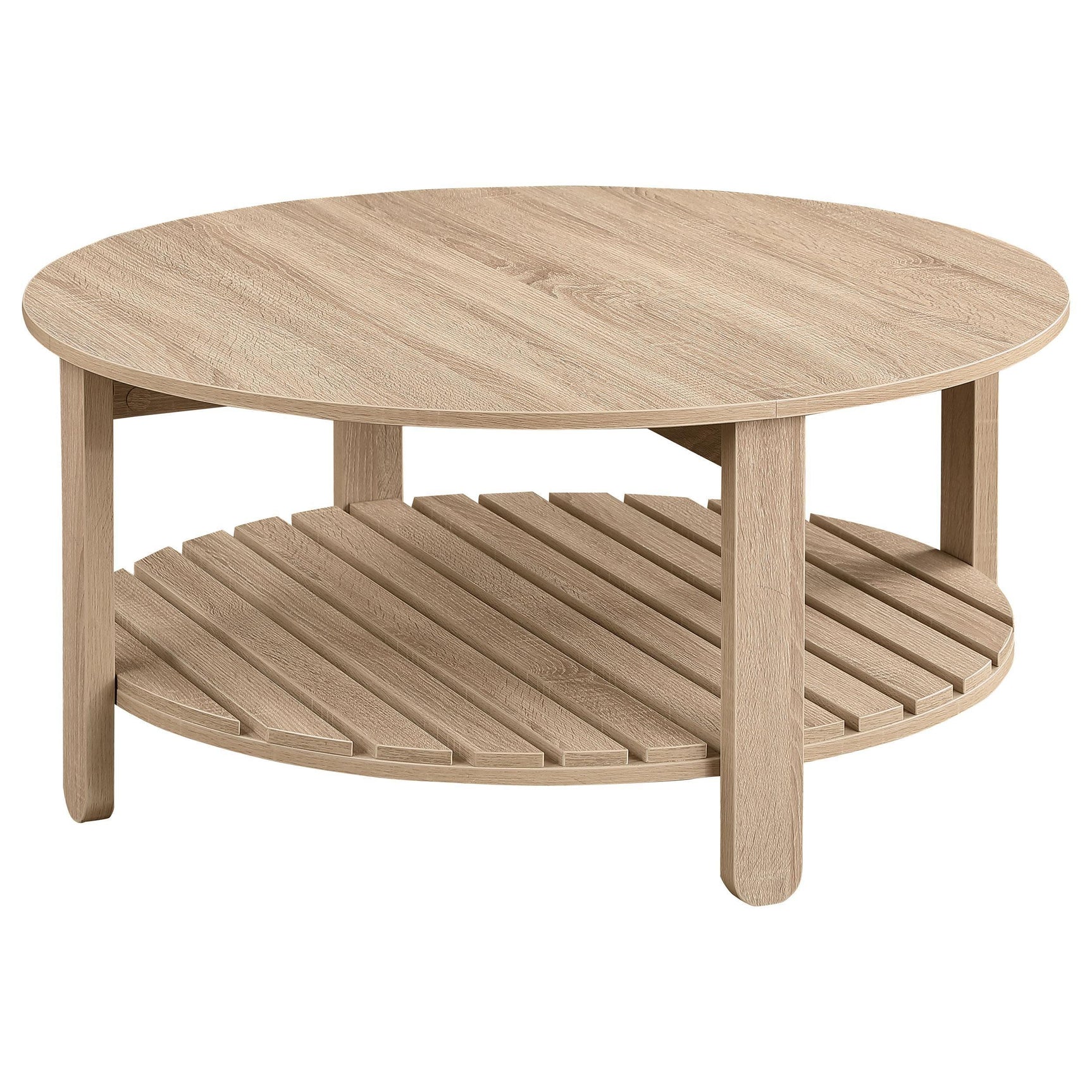 Fowler 1-shelf Round Engineered Wood Coffee Table Natural 710288 - Ella Furniture