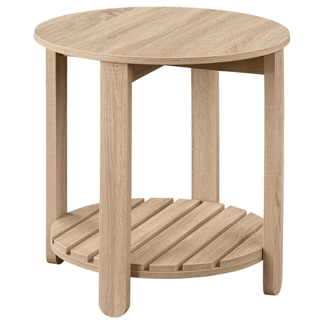 Fowler 1-shelf Round Engineered Wood Side End Table Natural 710287 - Ella Furniture