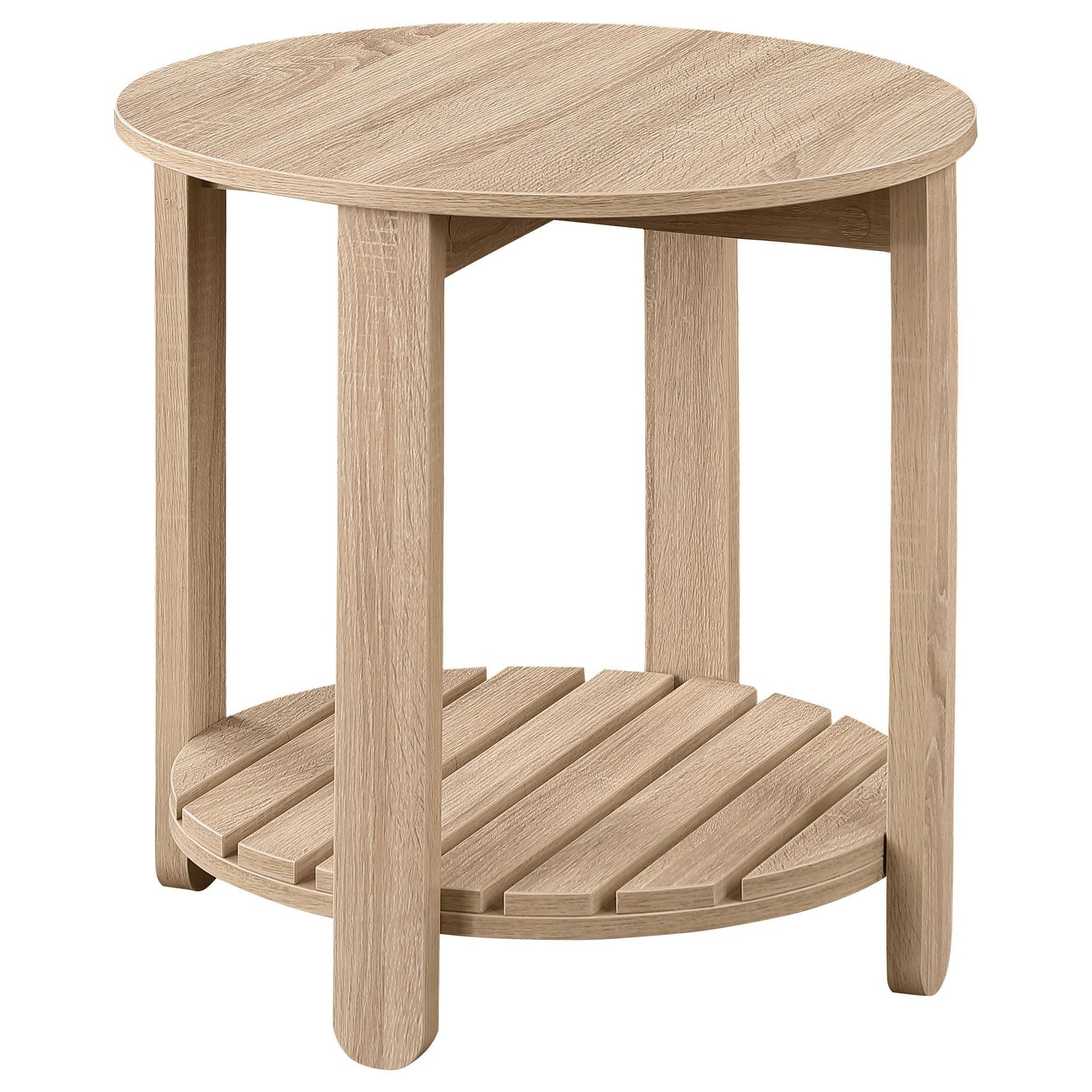 Fowler 1-shelf Round Engineered Wood Side End Table Natural 710287 - Ella Furniture