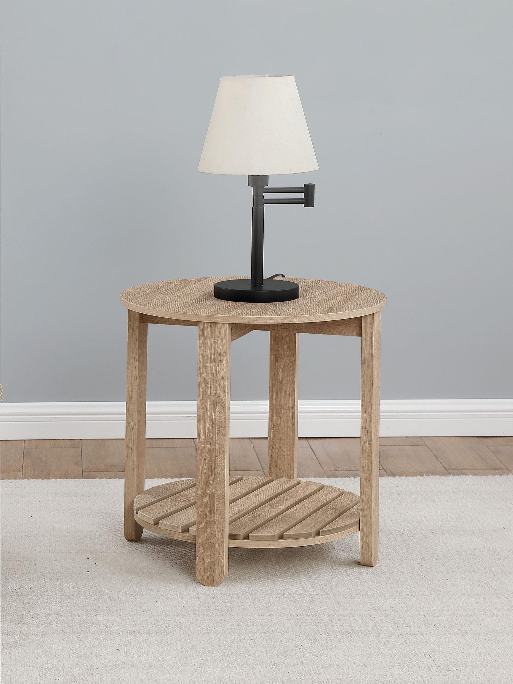 Fowler 1-shelf Round Engineered Wood Side End Table Natural 710287 - Ella Furniture