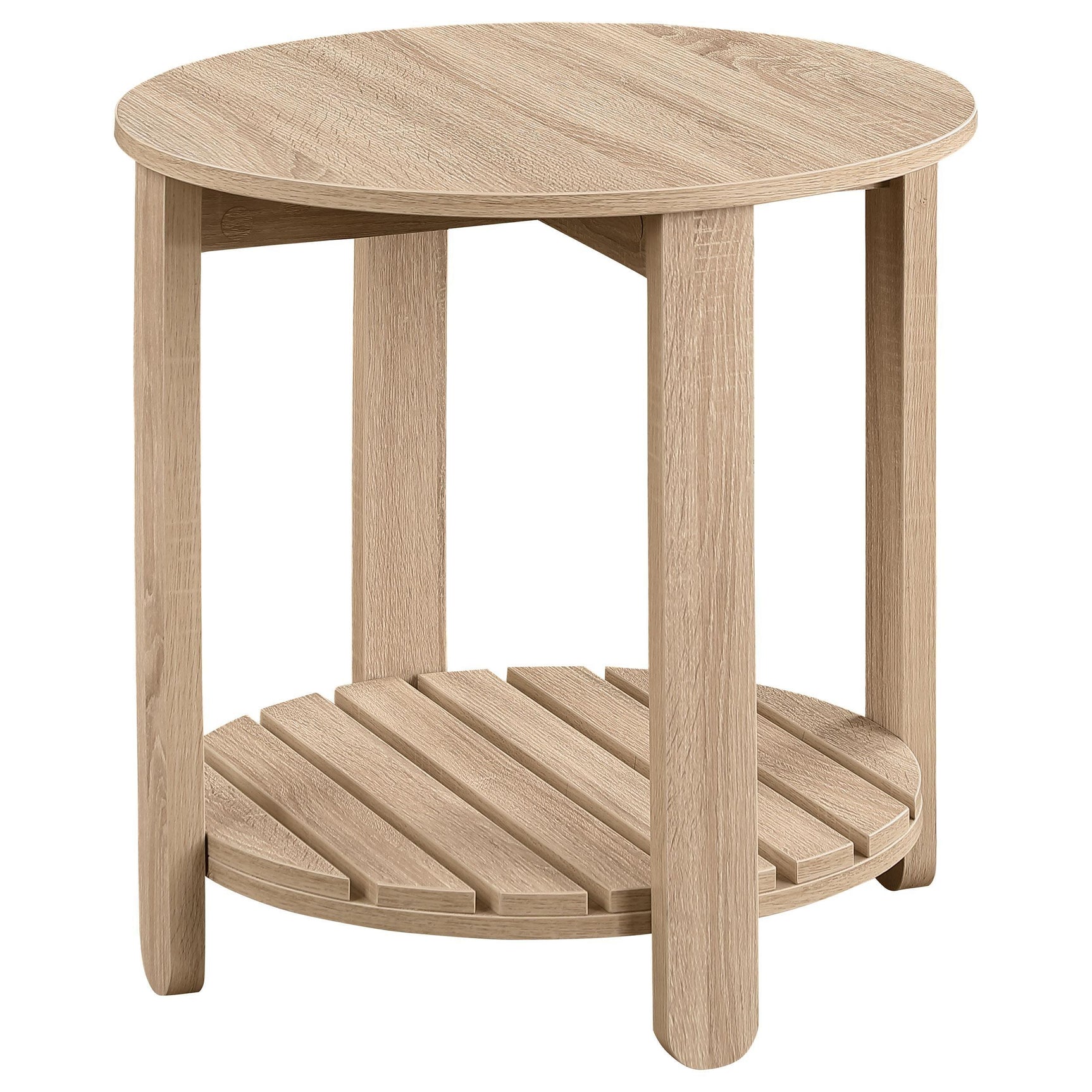 Fowler 1-shelf Round Engineered Wood Side End Table Natural 710287 - Ella Furniture