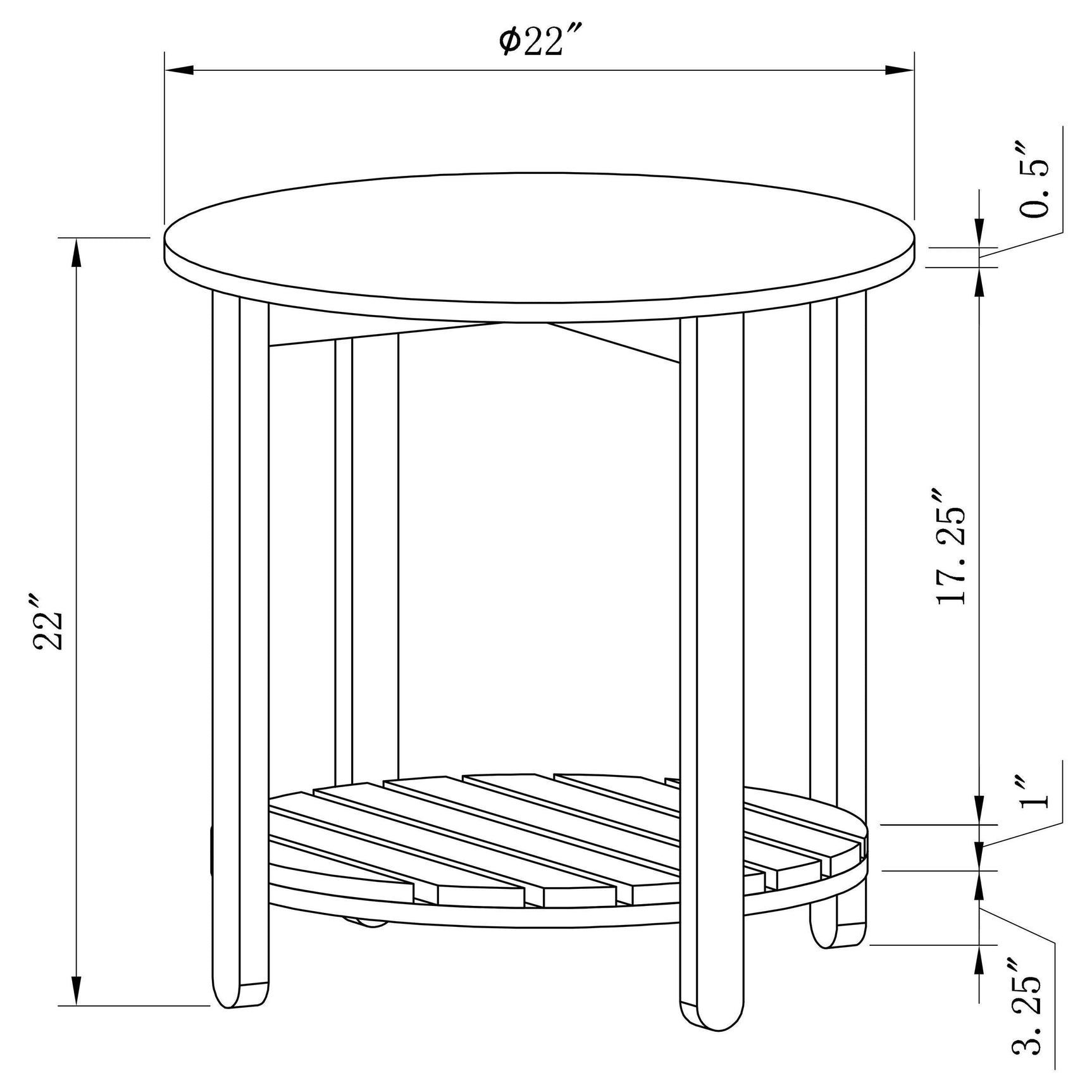 Fowler 1-shelf Round Engineered Wood Side End Table Natural 710287 - Ella Furniture