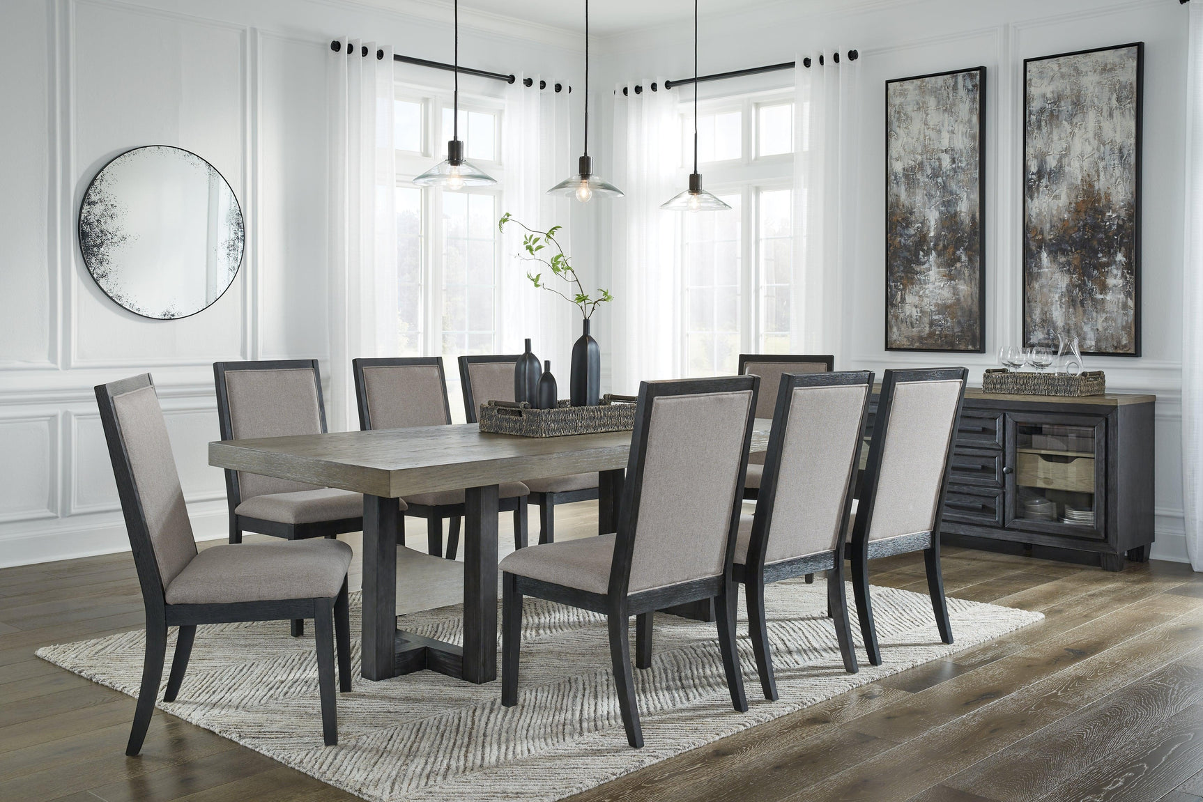 Foyland Black/brown Dining Room Set - Ella Furniture