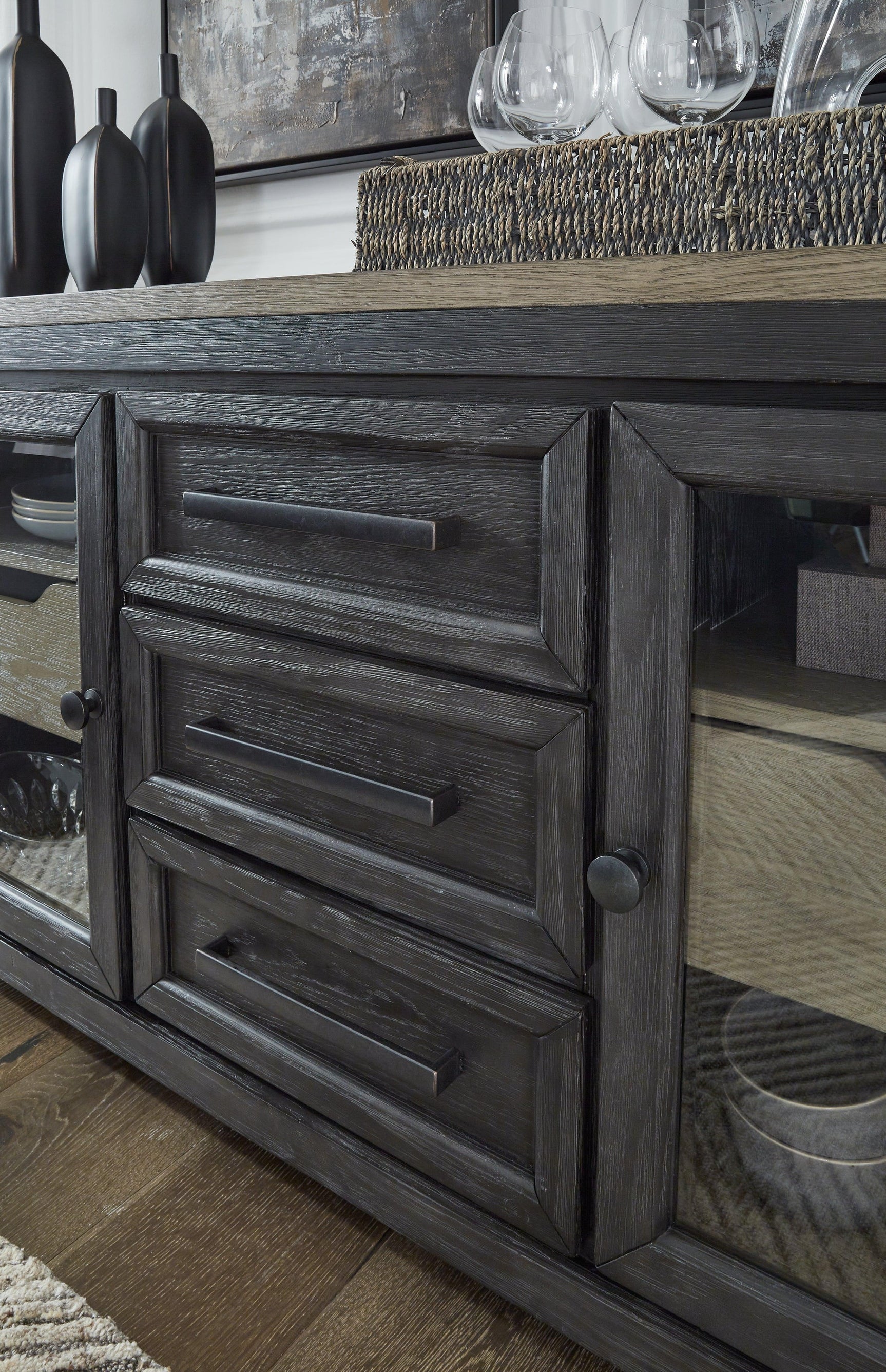 Foyland Black/brown Dining Room Set - Ella Furniture
