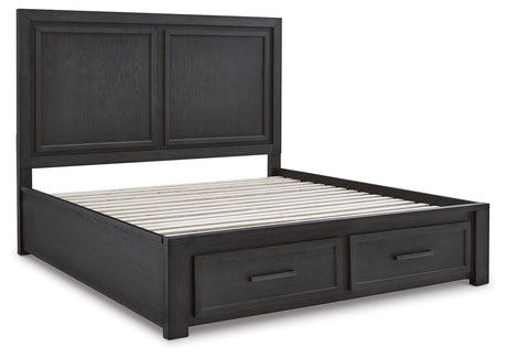 Foyland Black/brown Panel Storage Bedroom Set - Ella Furniture