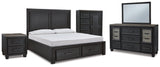 Foyland Black/brown Panel Storage Bedroom Set - Ella Furniture