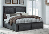 Foyland Black/brown Panel Storage Bedroom Set - Ella Furniture