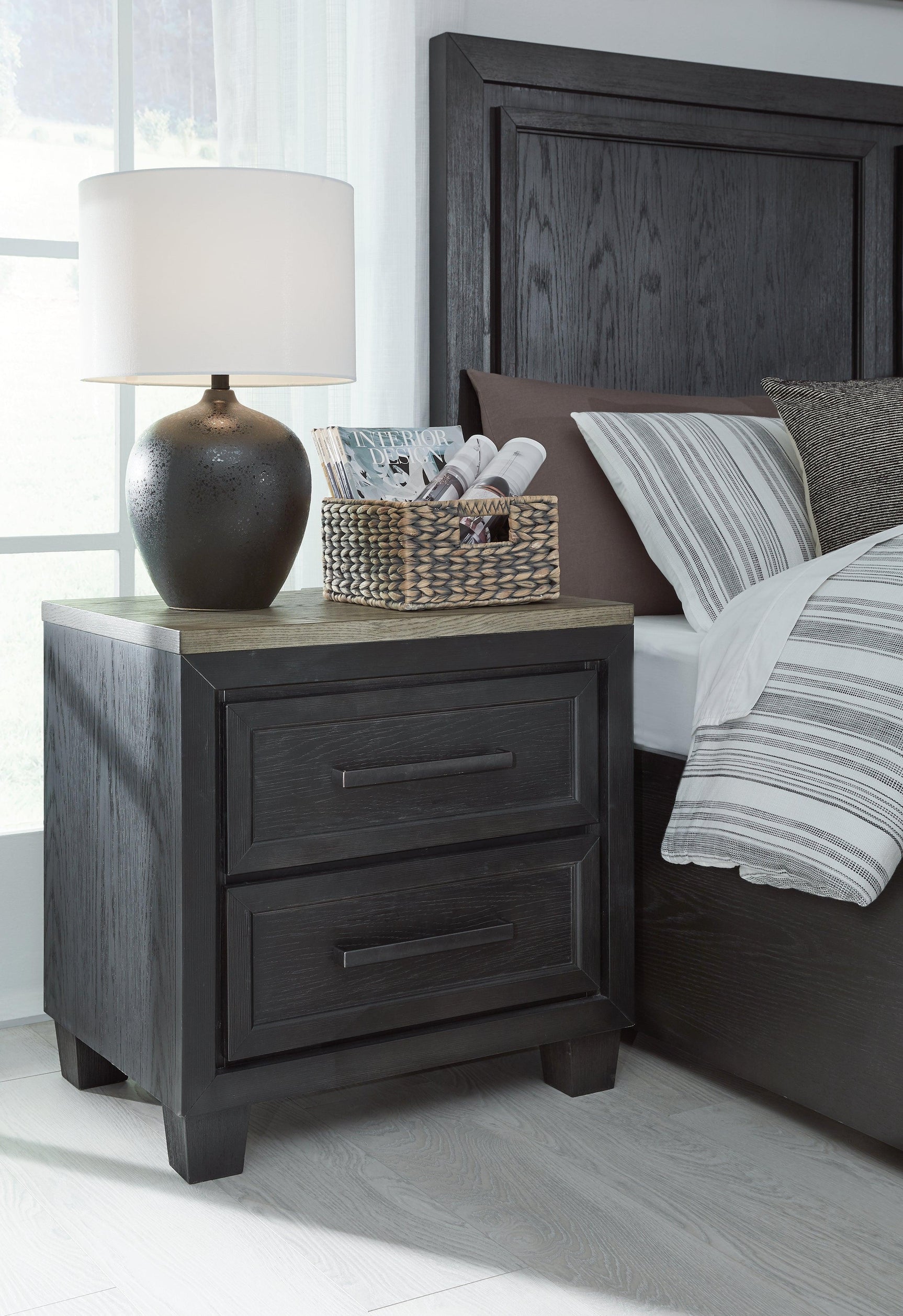 Foyland Black/brown Panel Storage Bedroom Set - Ella Furniture