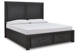 Foyland Black/brown Panel Storage Bedroom Set - Ella Furniture